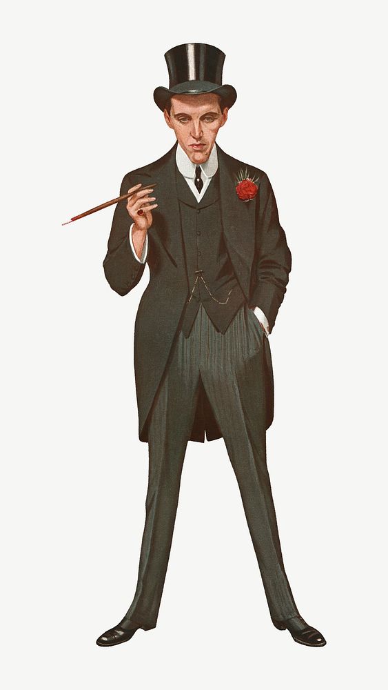 Man in tuxedo, vintage illustration by Leslie Matthew 'Spy' Ward psd. Remixed by rawpixel.