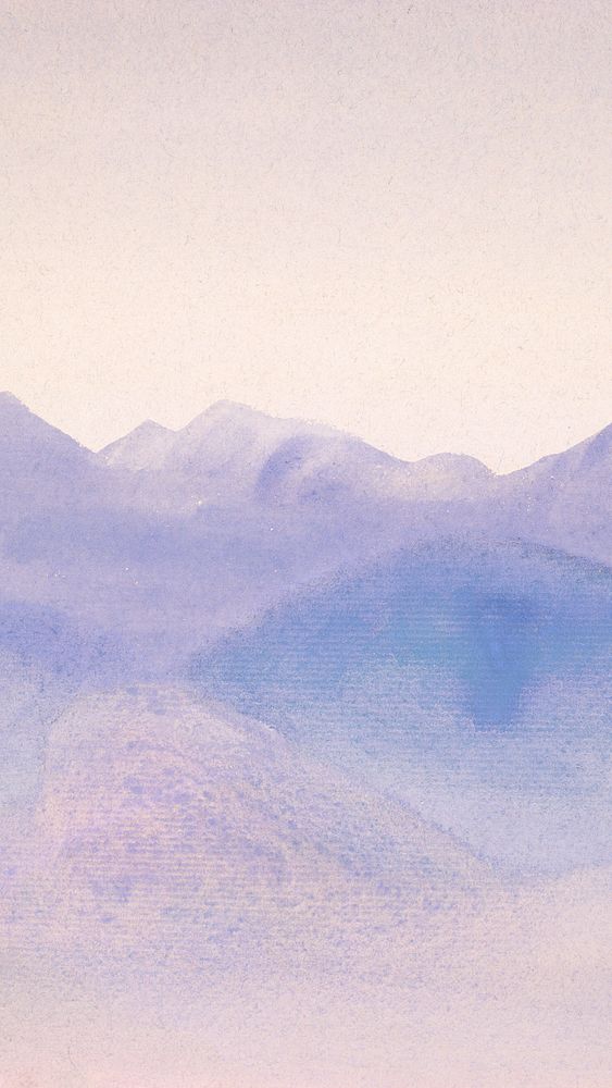 Blue mist landscape iPhone wallpaper, watercolor painting. Remixed from Arthur B Davies artwork, by rawpixel.