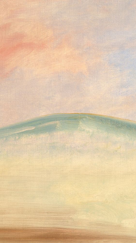 Green hill mobile wallpaper. Remixed from George Catlin artwork, by rawpixel.
