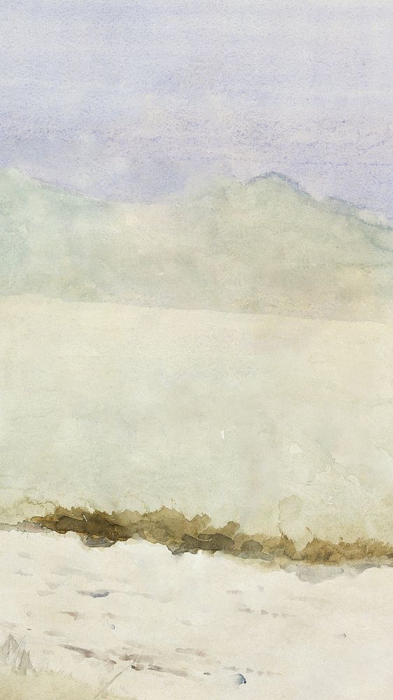 Pastel landscape iPhone wallpaper, watercolor painting. Remixed from Frederic Remington artwork, by rawpixel.