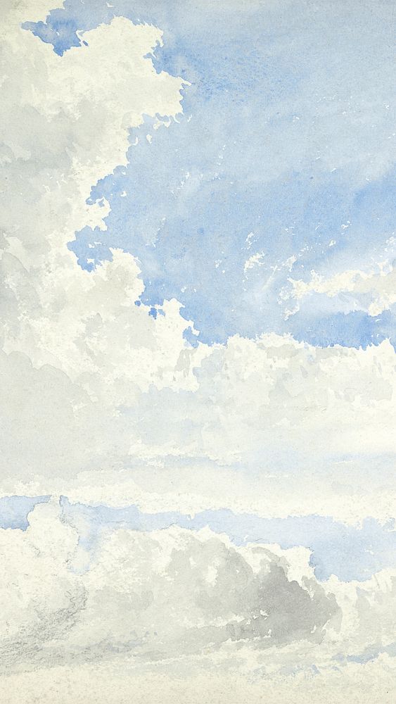 Blue sky iPhone wallpaper, watercolor painting. Remixed from Aaron Edwin Penley artwork, by rawpixel.