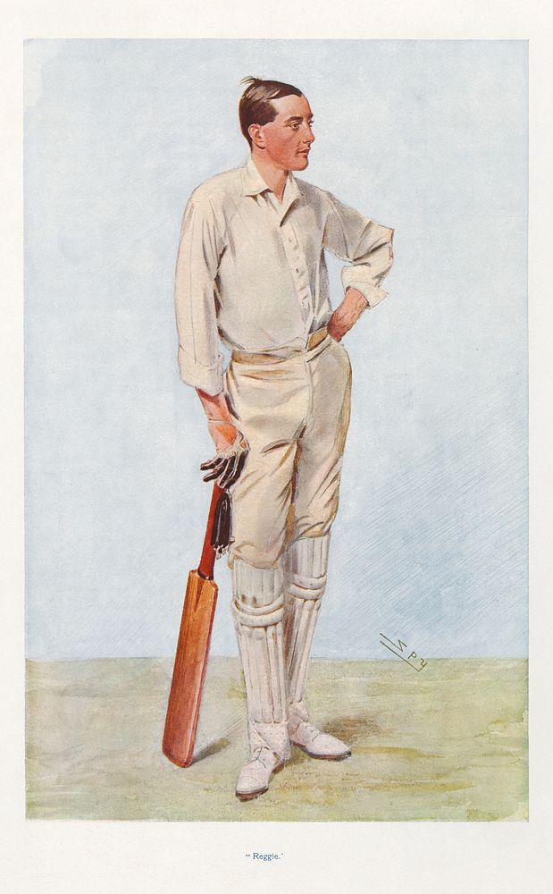 Vanity Fair - Cricket. 'Reggie'. Reginald Herbert Spooner. 18 June 1906. Digitally enhanced by rawpixel.