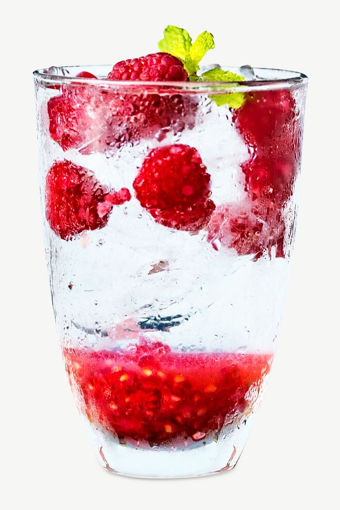 Raspberry infused water design element psd