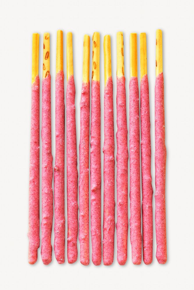 Flavor coated bread stick treats isolated image