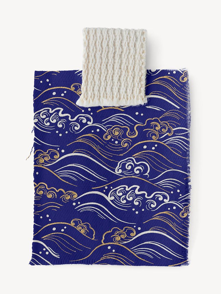 Blue wave patterned textile sample