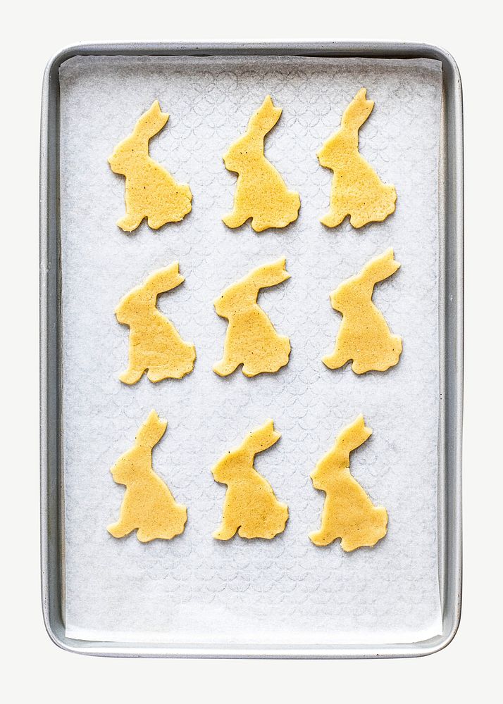 Homemade Easter sugar bunny cookies collage element psd