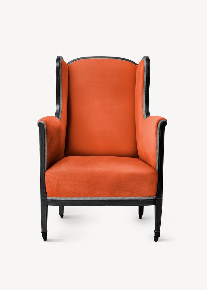 Orange armchair mockup, living room furniture psd