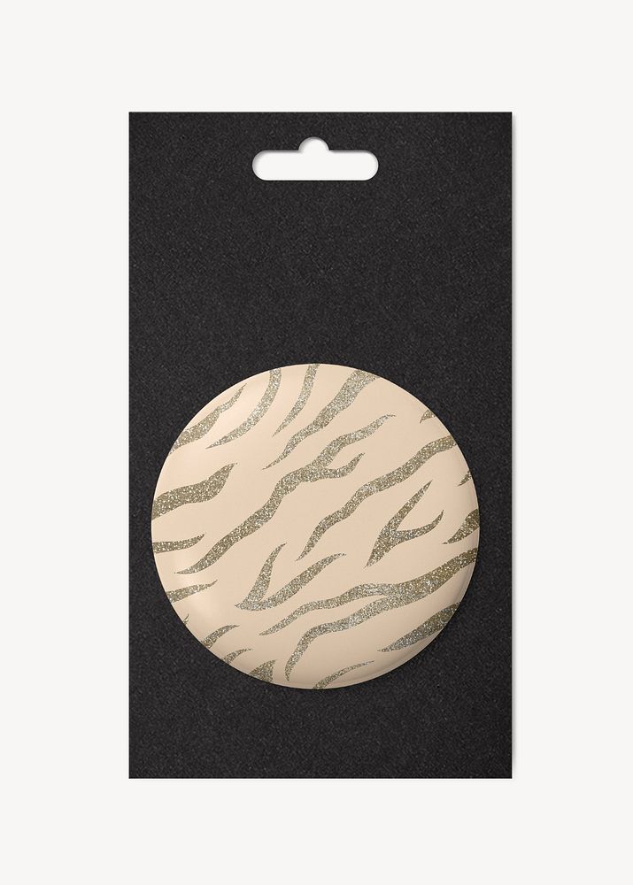 Glittery animal printed button pin