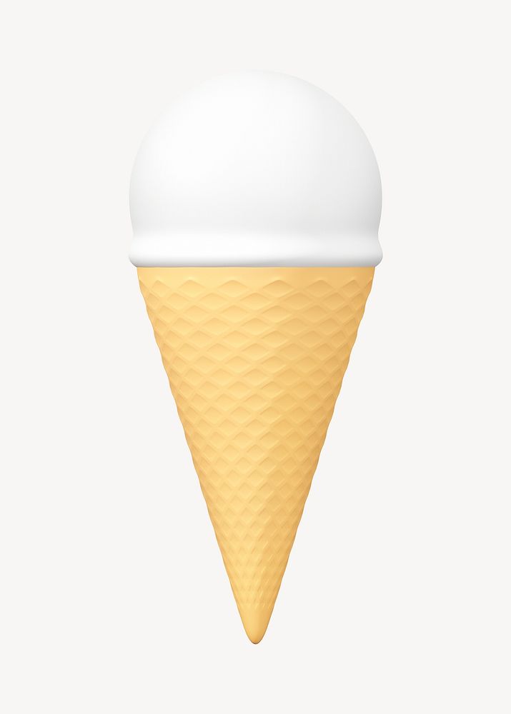 3D ice cream collage element, vanilla dessert design psd
