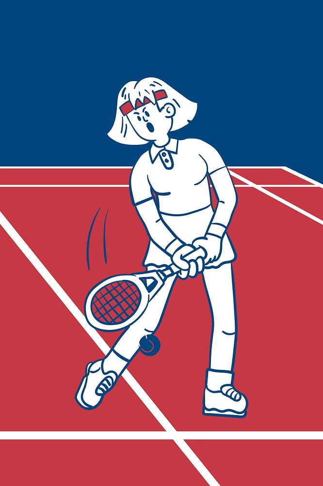 Tennis athlete woman cartoon illustration psd