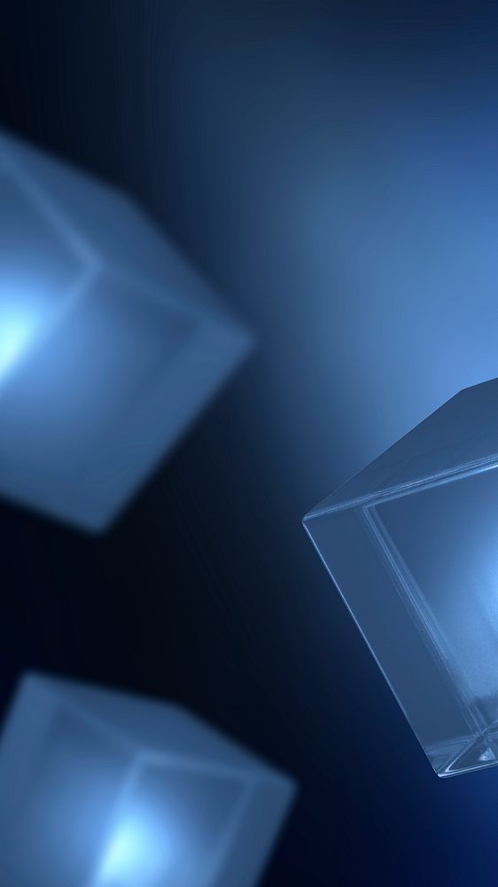 3D cubics dark blue mobile wallpaper, digital remix