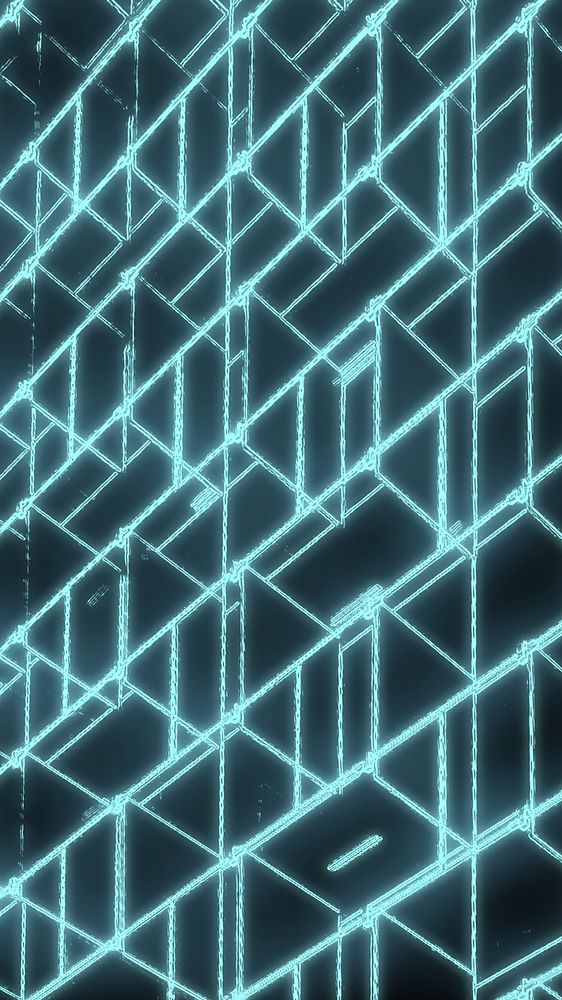 Abstract blue blocks mobile wallpaper, digital remix