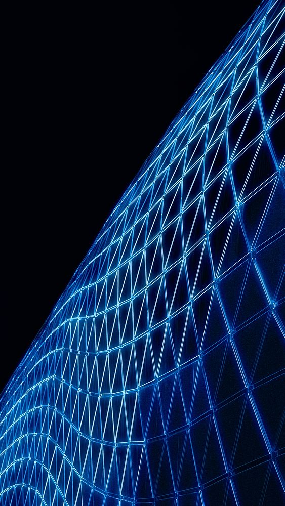Abstract blue wireframe mobile wallpaper, digital remix