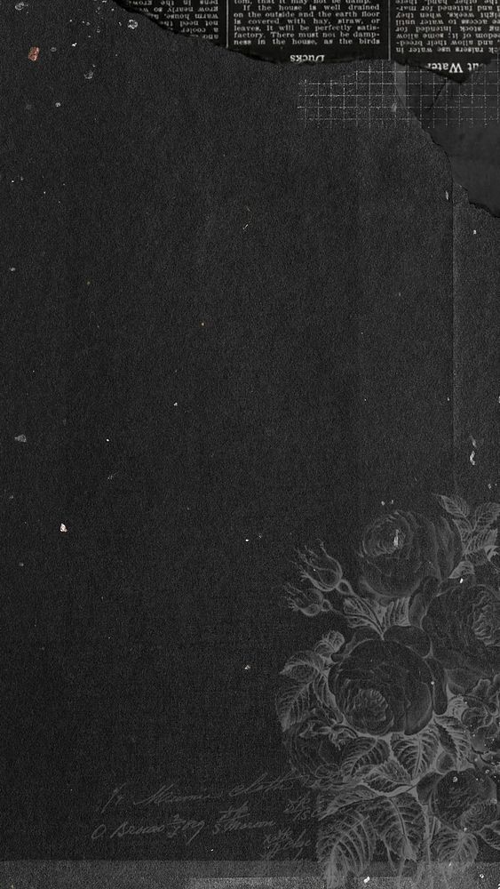 Vintage floral black mobile wallpaper, collage remix design
