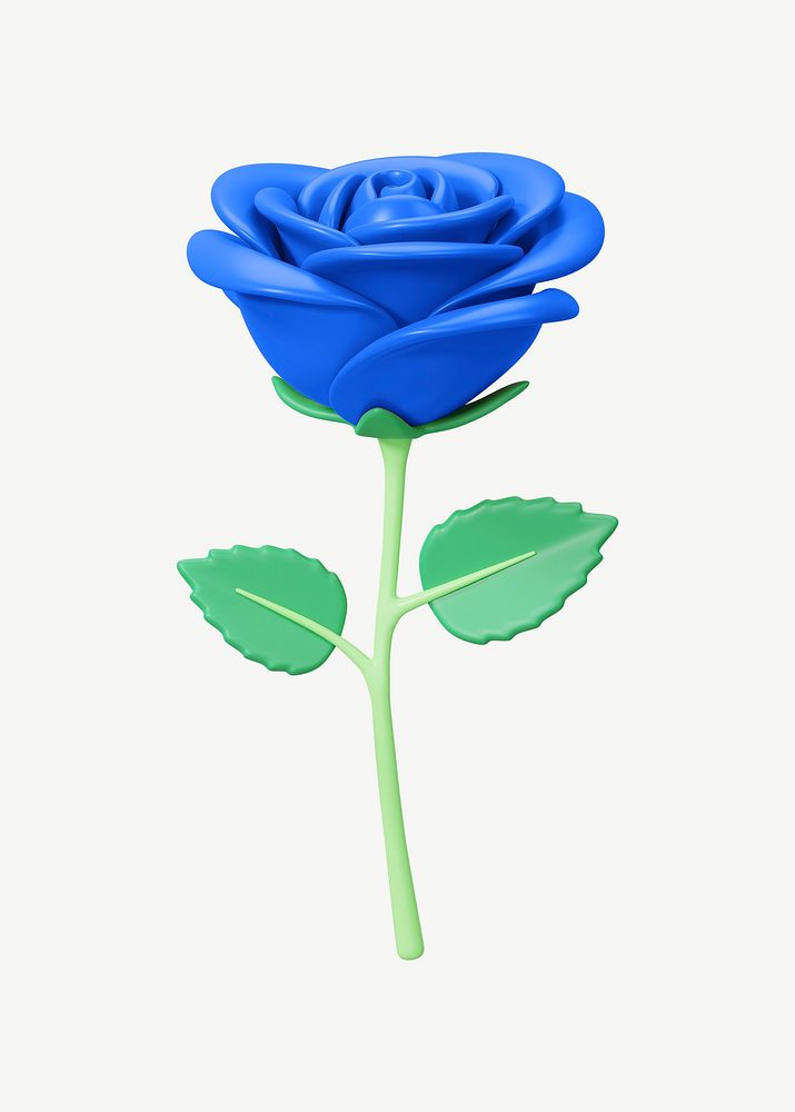 Blue rose flower, 3D collage element psd