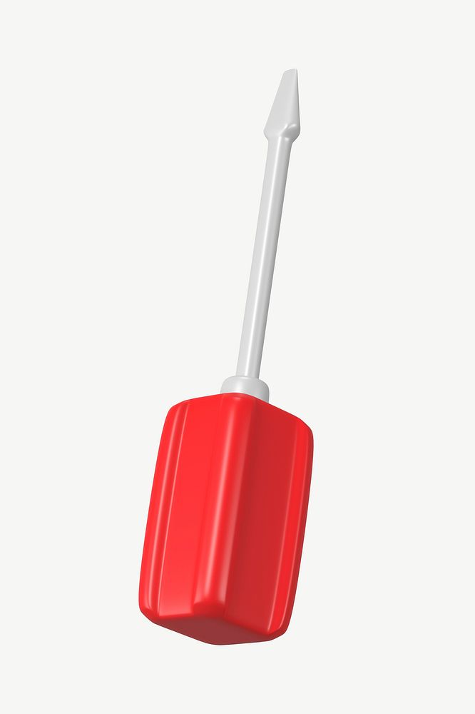 3D red screwdriver, collage element psd