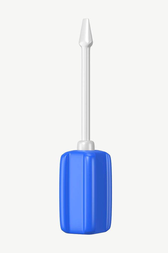 3D blue screwdriver, collage element psd