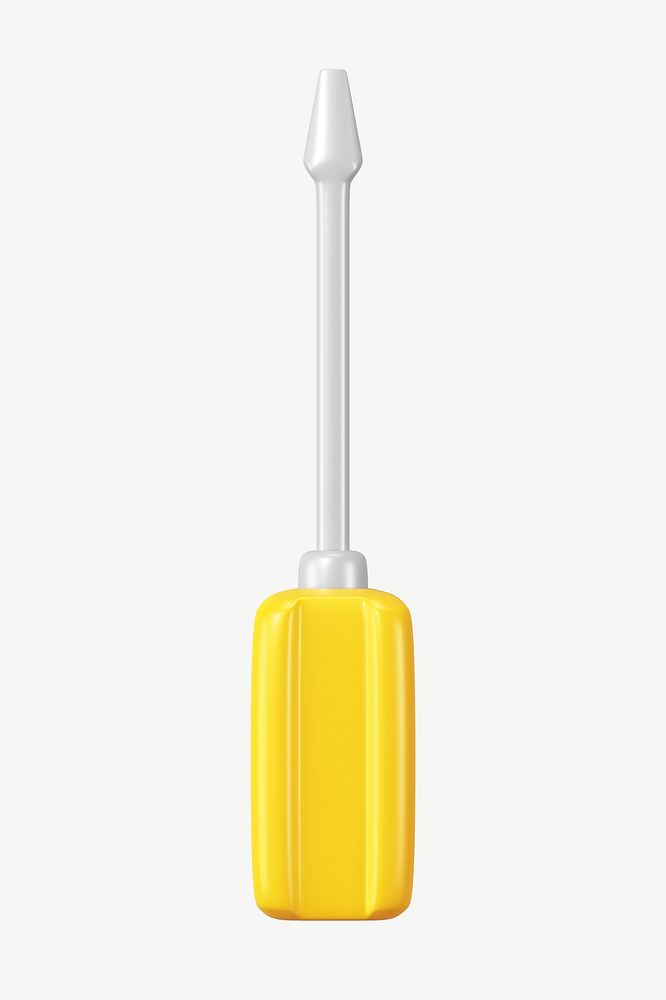 3D yellow screwdriver, collage element psd
