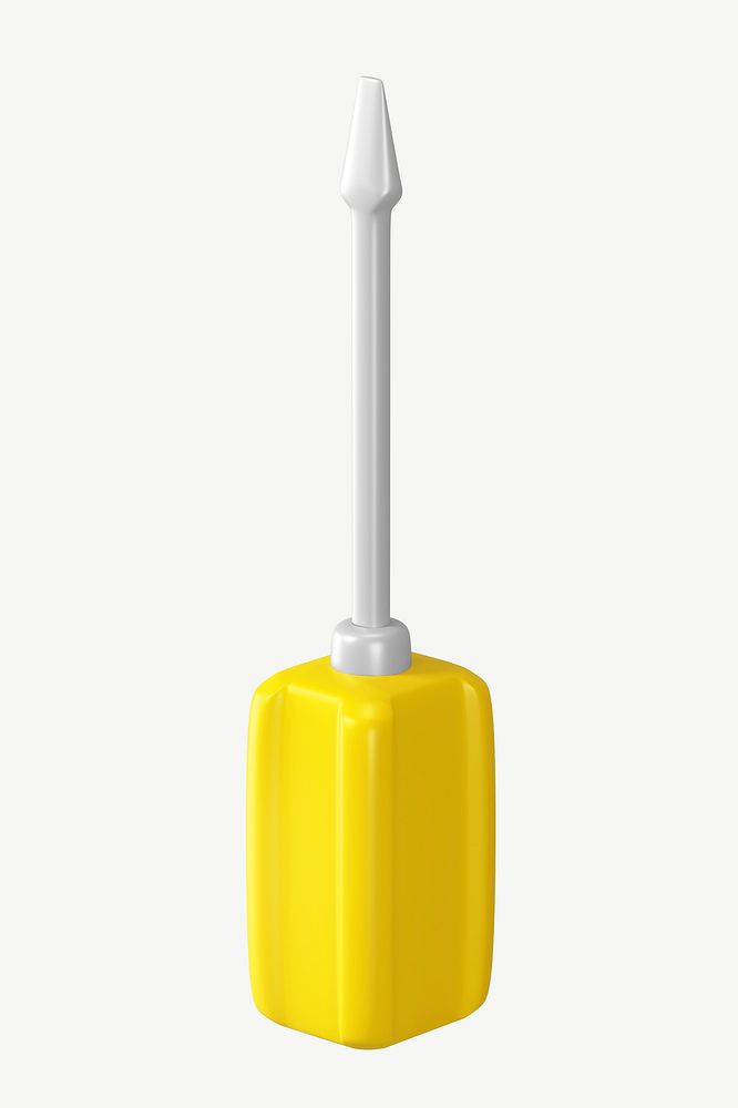 3D yellow screwdriver, collage element psd