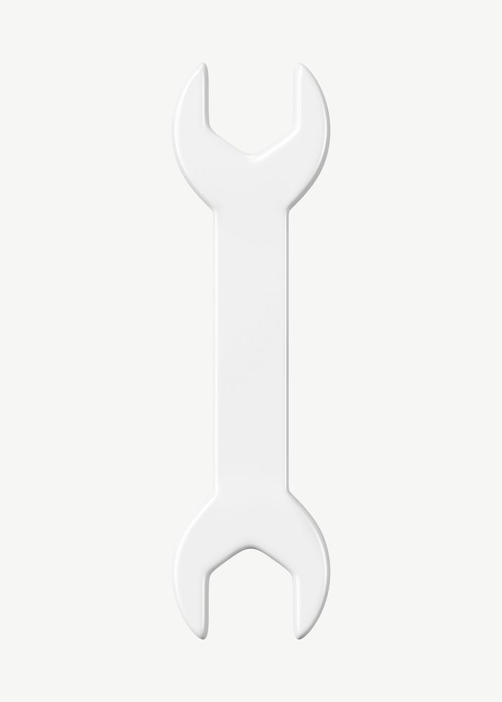 3D open-ended wrench, collage element psd