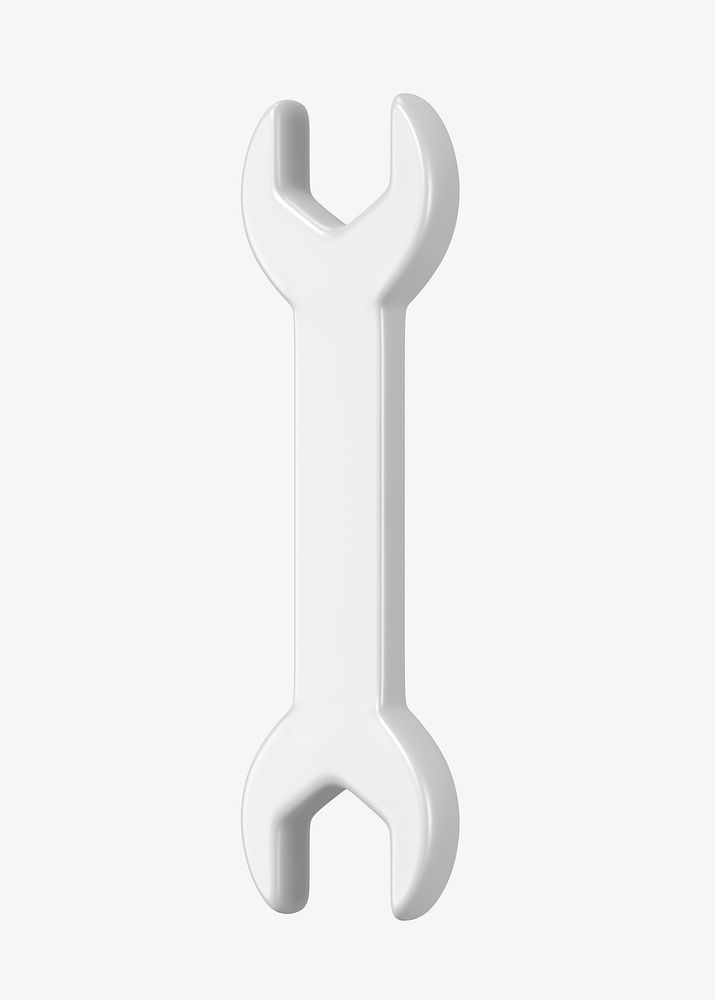 3D open-ended wrench, collage element psd