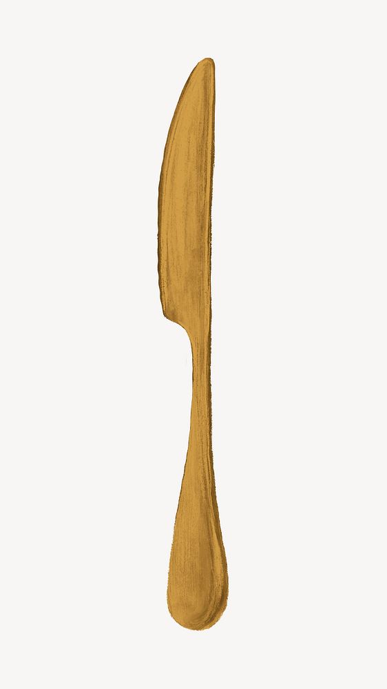 Gold knife cutlery, kitchenware illustration