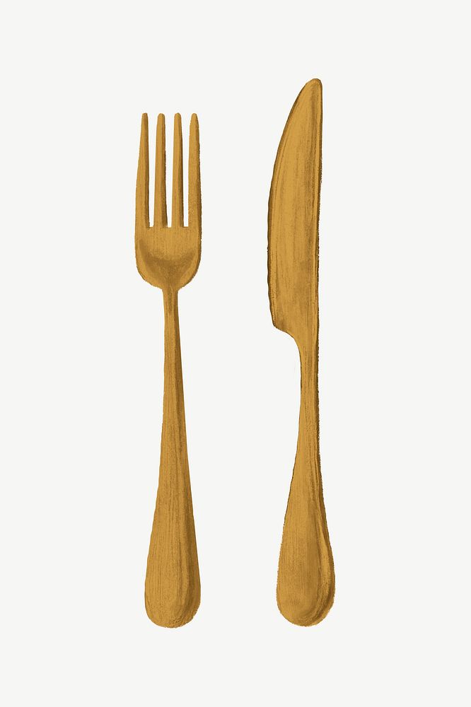 Fork & knife cutlery collage element psd