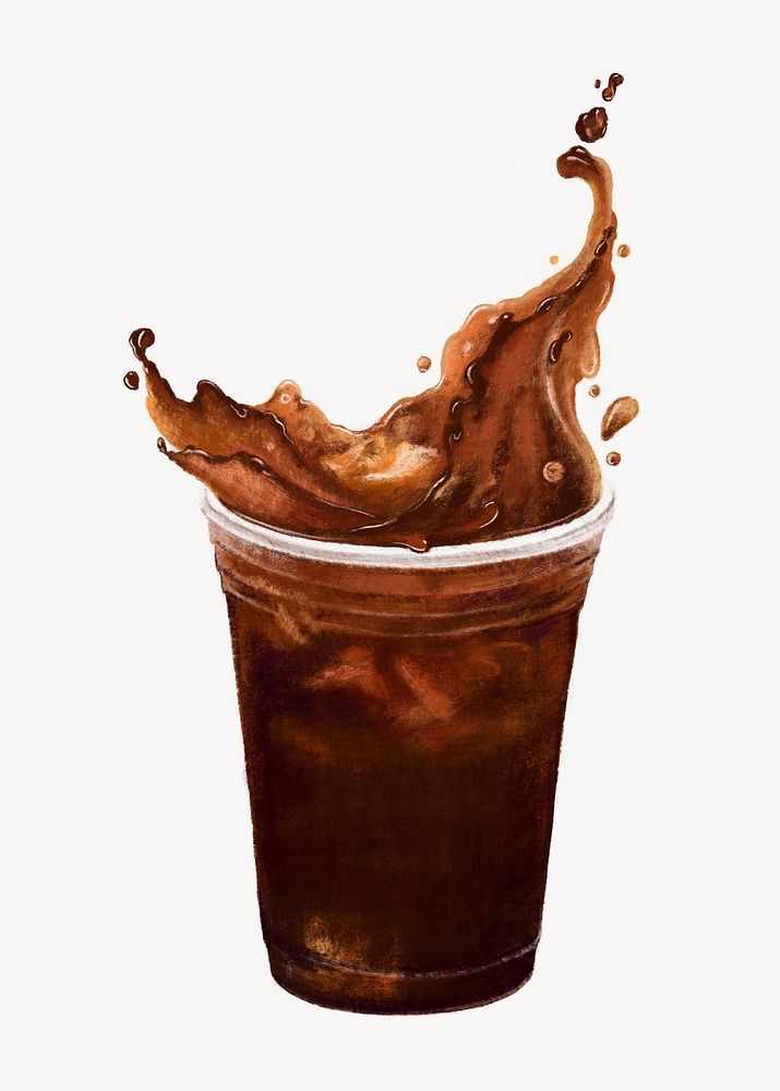 Americano coffee splash, morning beverage illustration