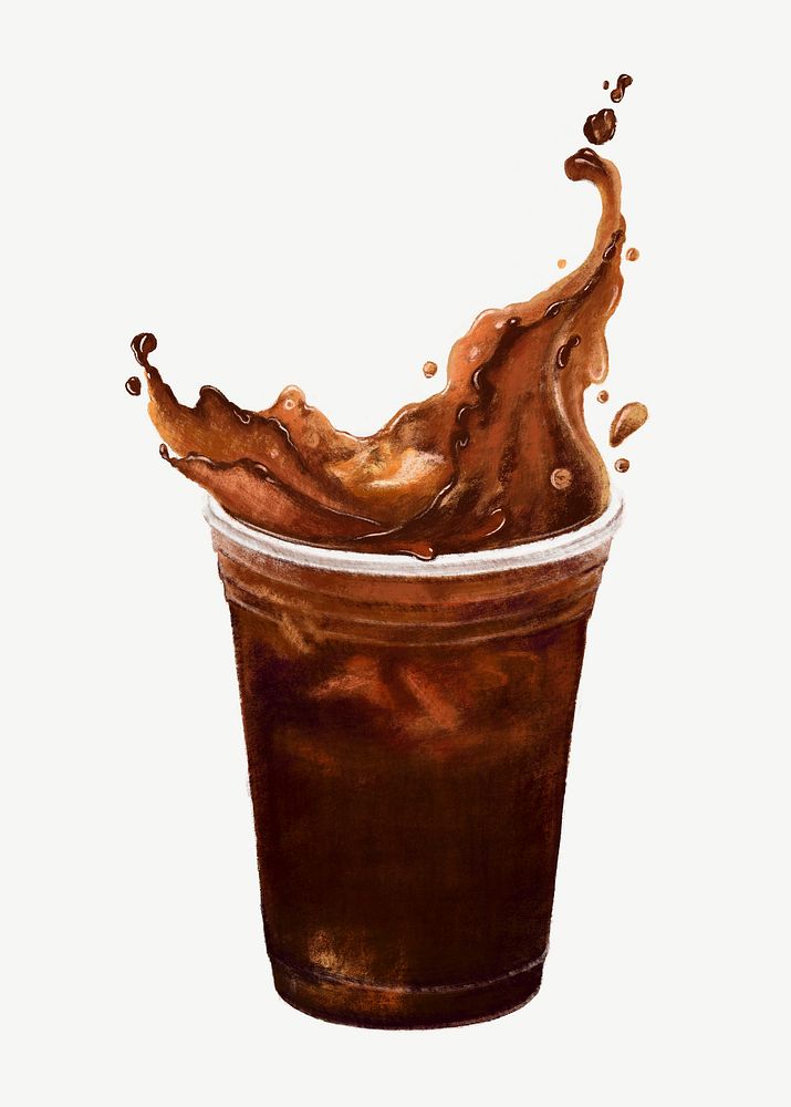 Americano coffee splash, morning beverage collage element psd