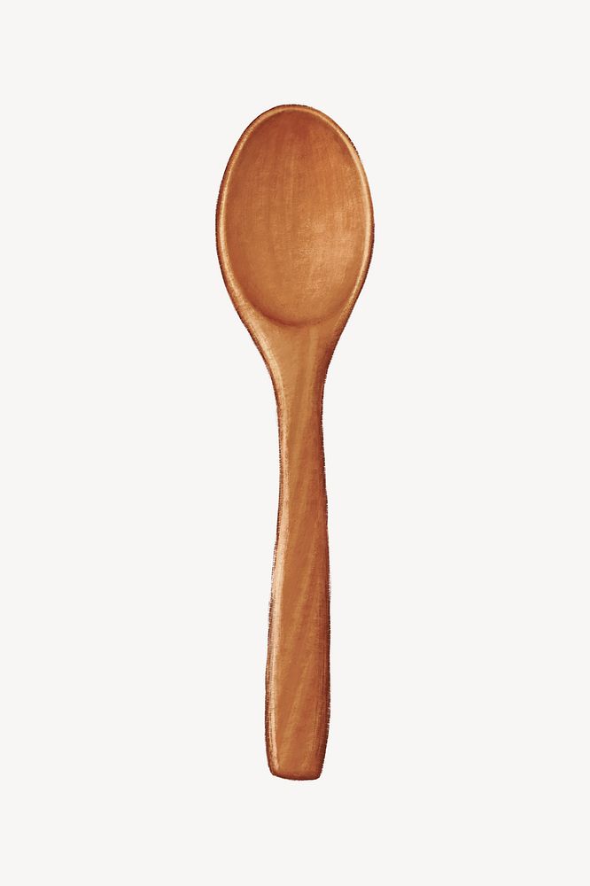 Wooden spoon cutlery, kitchenware illustration