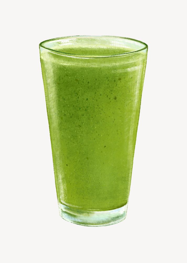 Green cold-pressed juice, healthy drink illustration