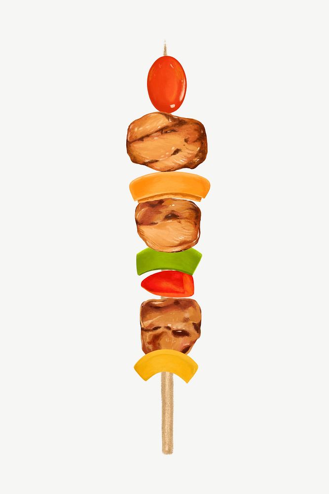 BBQ stick, food collage element psd