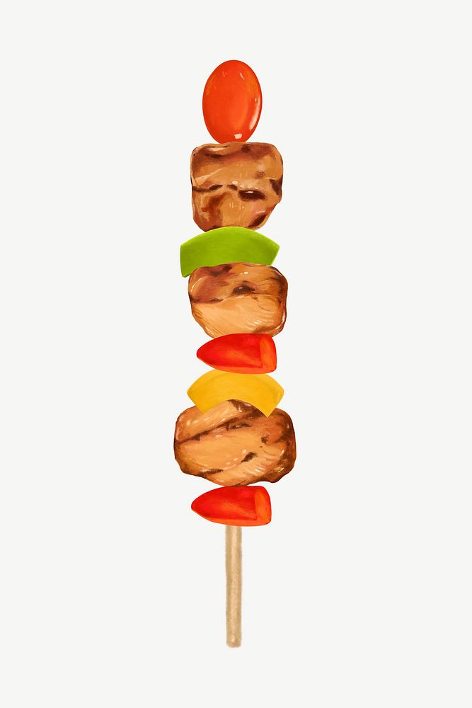 BBQ stick, food collage element psd