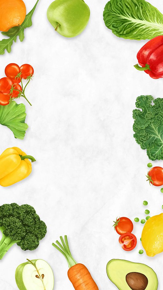 Fruits & vegetables frame mobile wallpaper