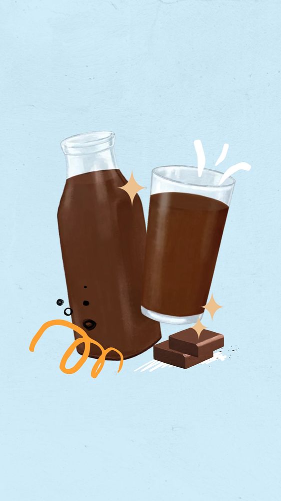 Chocolate milk phone wallpaper, dairy drink illustration