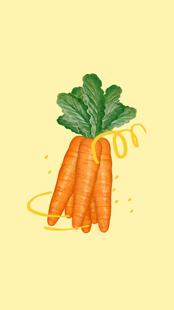 Cute carrot vegetable mobile wallpaper, healthy ingredient illustration