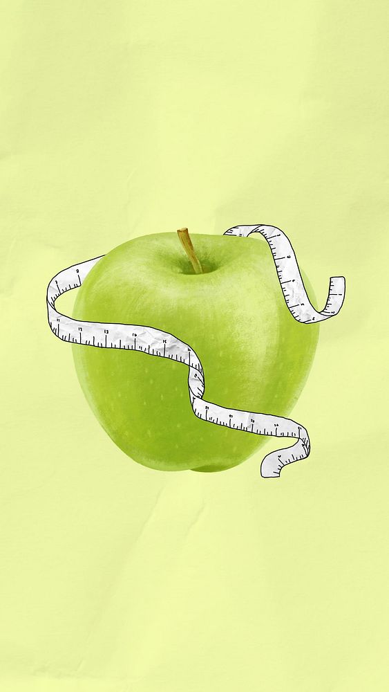 Apple tape measure phone wallpaper, weight loss background