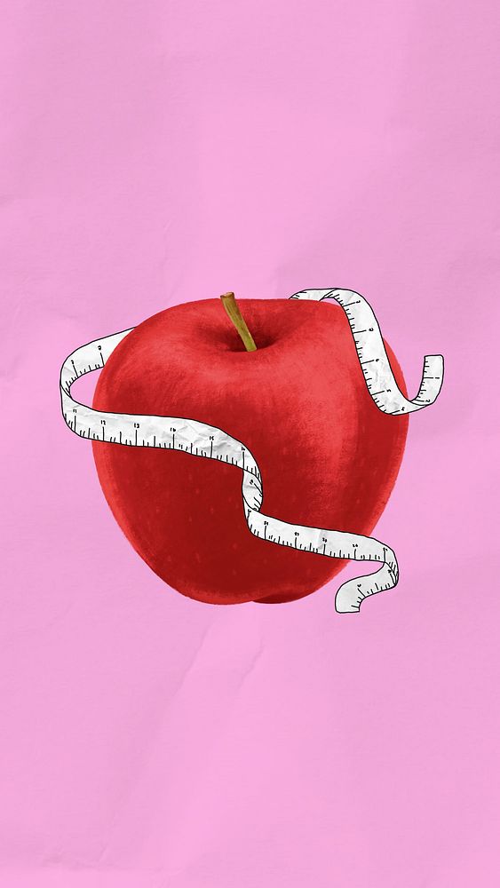 Apple tape measure phone wallpaper, weight loss background