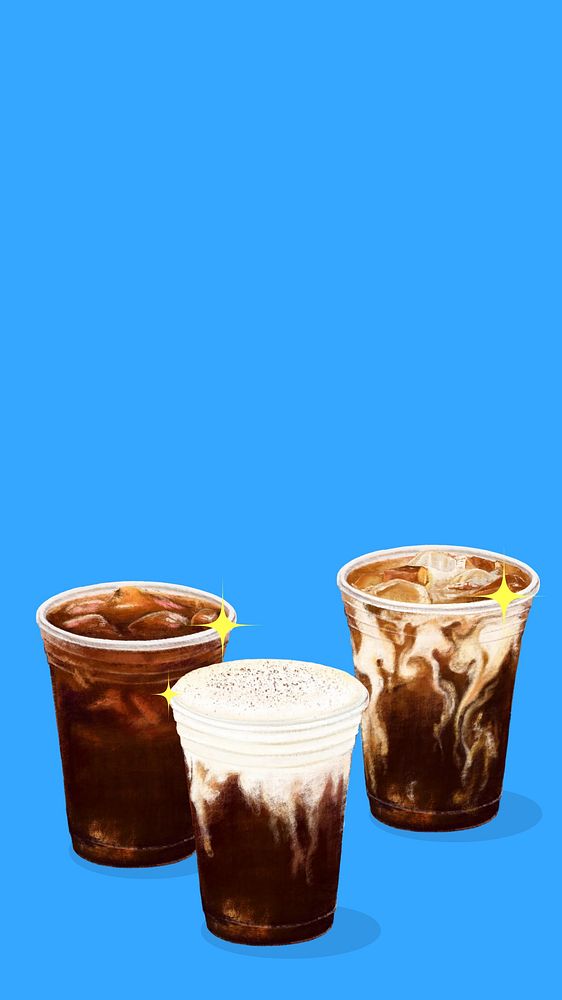 Freshly brewed coffee iPhone wallpaper, morning drinks illustration
