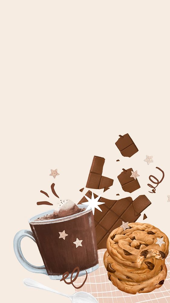 Chocolate chip cookies mobile wallpaper, dessert illustration