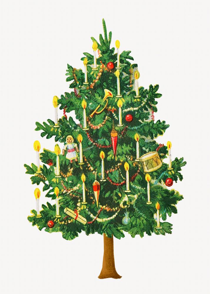 Christmas tree, vintage illustration. Remixed by rawpixel.