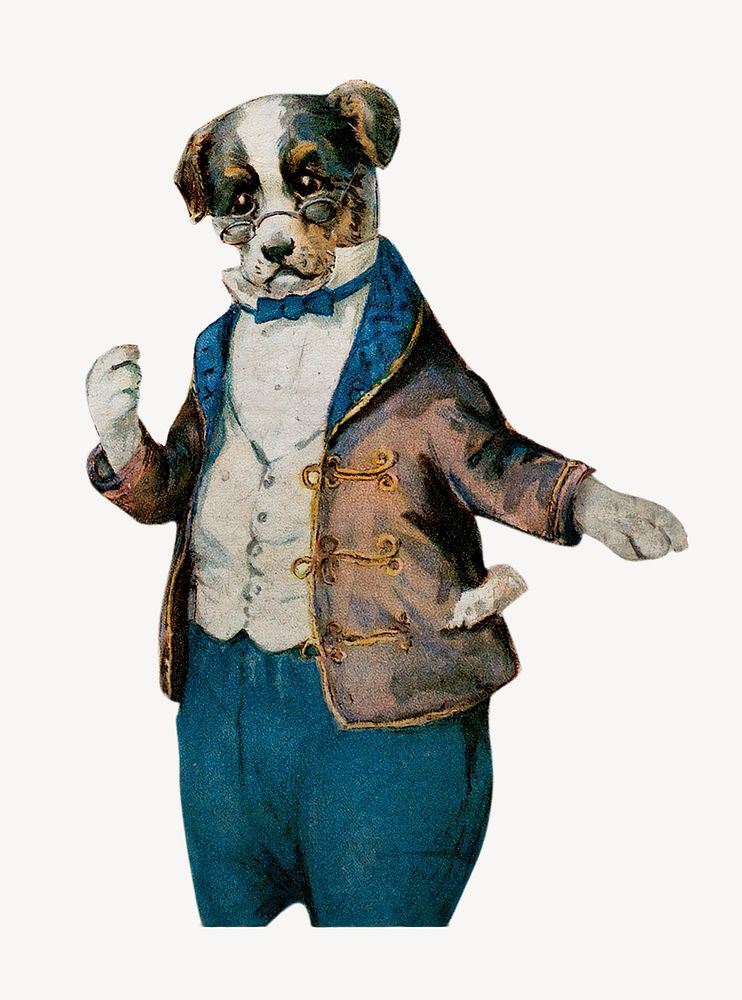 Vintage dog wearing suit, animal illustration psd. Remixed by rawpixel.