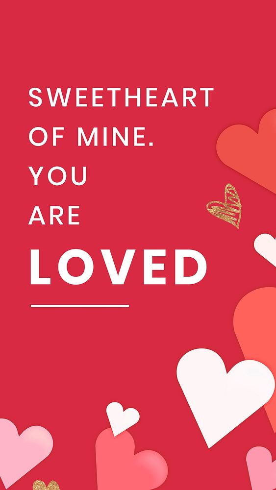 Valentine's social media story template, cute heart wallpaper design vector