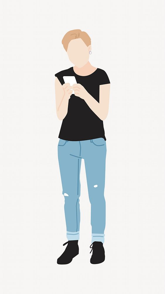 Woman using phone, illustration isolated image