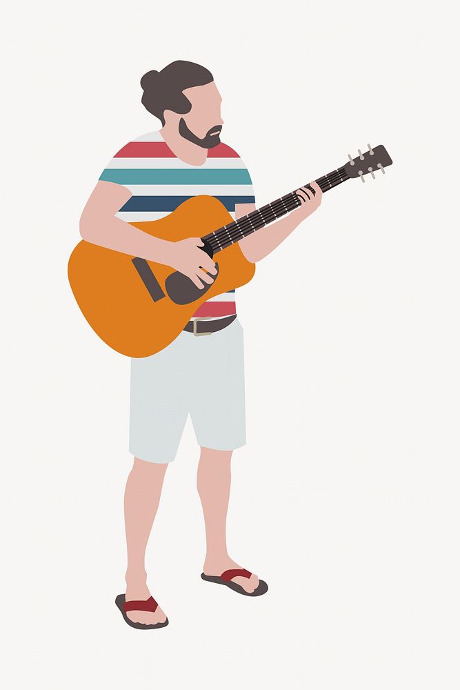 Man playing guitar, illustration isolated image