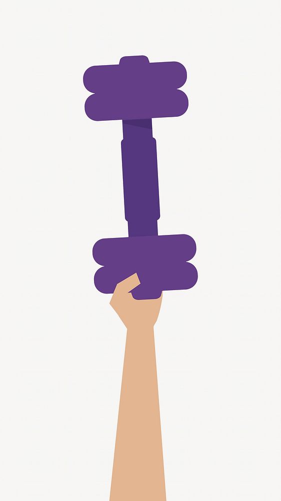 Hand holding dumbbell, illustration isolated image