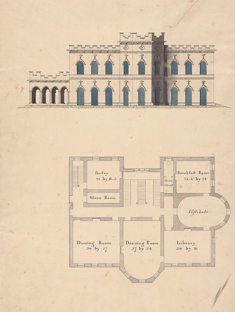 Design for Clifton Castle, Yorkshire: | Free Photo - rawpixel