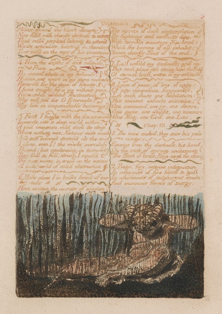 The First Book of Urizen, Plate 6, "Muster around the Bleak Desarts...." (Bentley 4) by William Blake by William Blake
