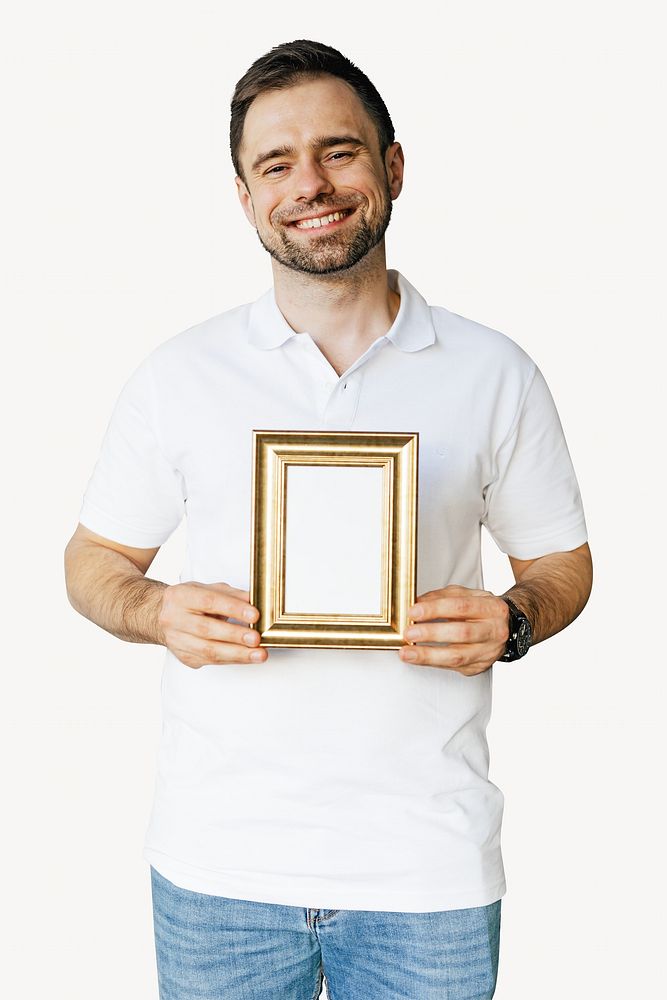 Man mockup frame isolated image