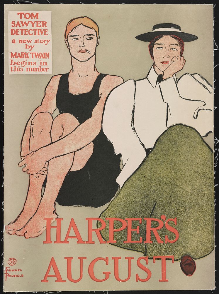 Two seated women (1896) print in high resolution by Edward Penfield. 